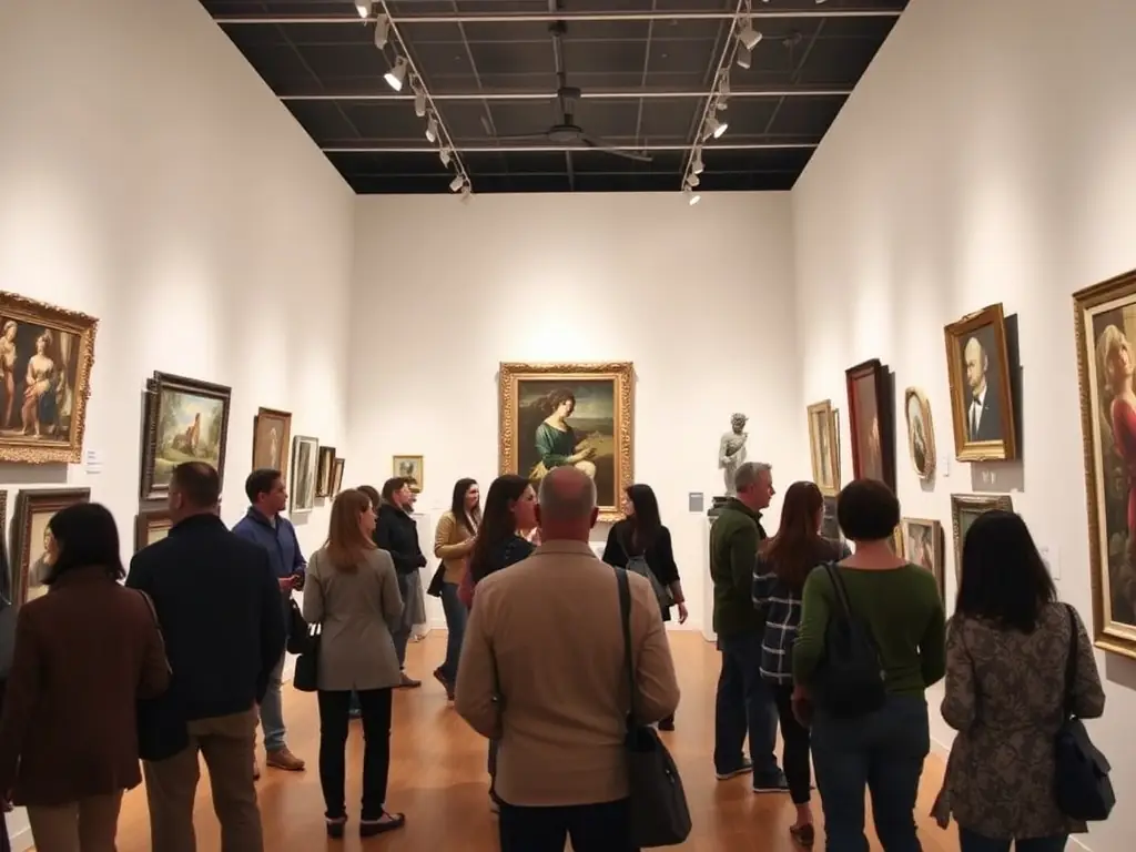 An image of a recent art exhibition at LA CONSERVERIE DE BENEVENT, featuring a diverse collection of paintings, sculptures, and mixed media works by local artists.