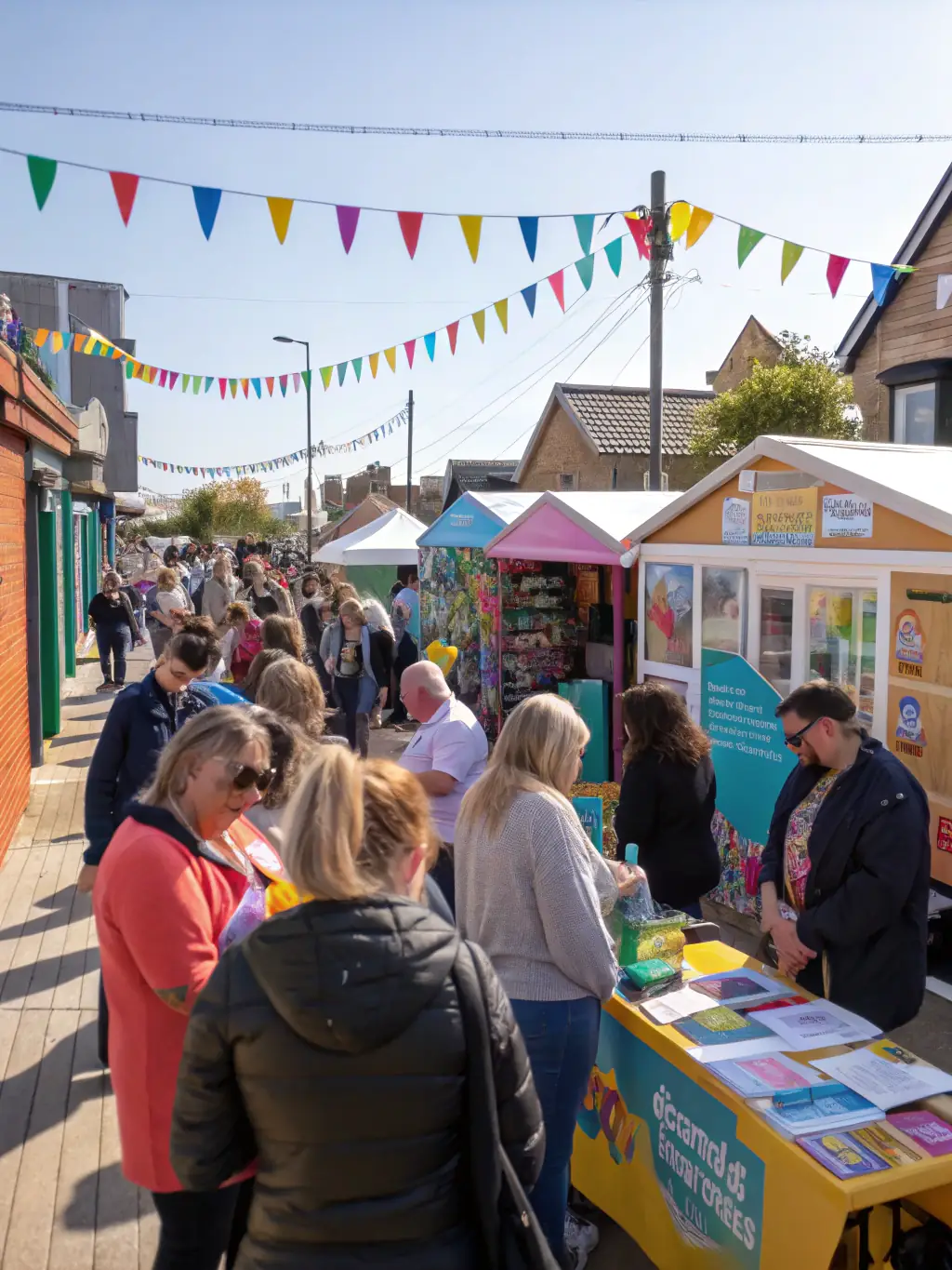A photograph of a community gathering at LA CONSERVERIE DE BENEVENT, with people enjoying live music and local food.